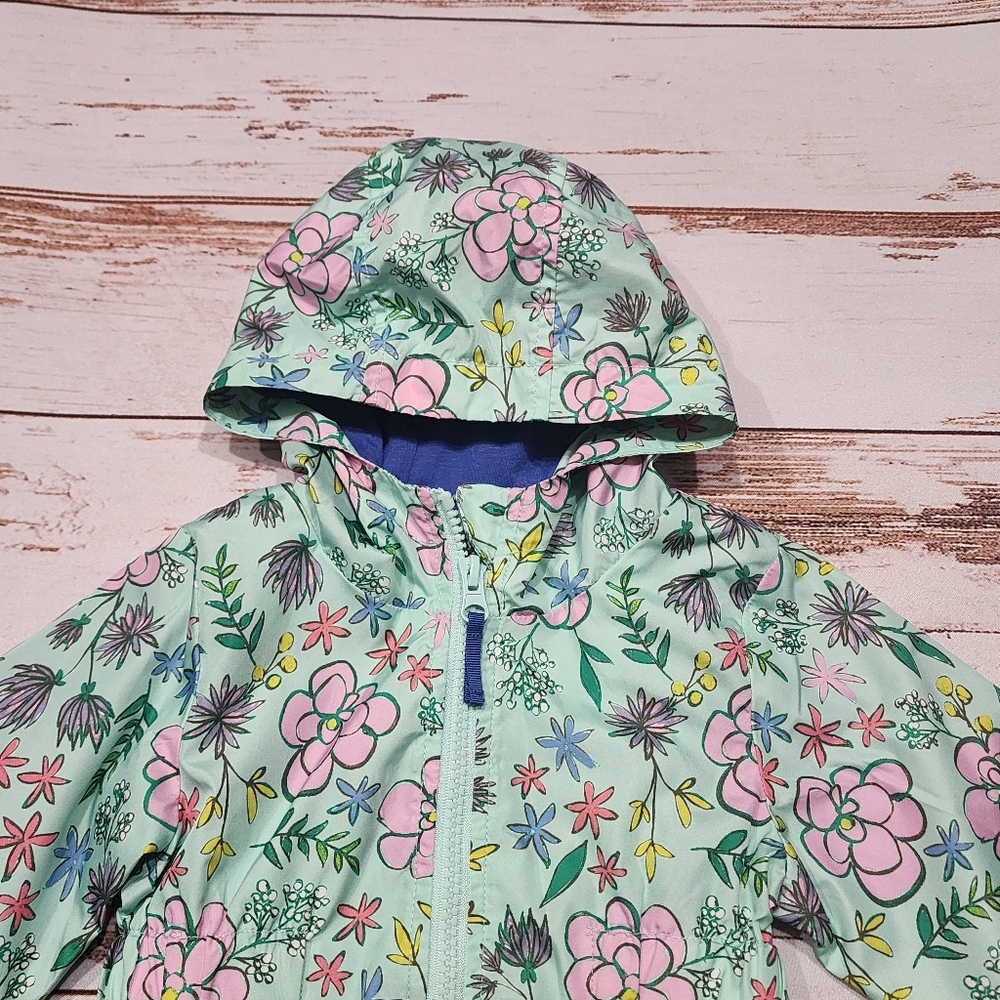 🌺3/$20 Cat & Jack Jacket Mint Pink Floral Zip Up Toddler Girl 12 Months - Picture 5 of 8